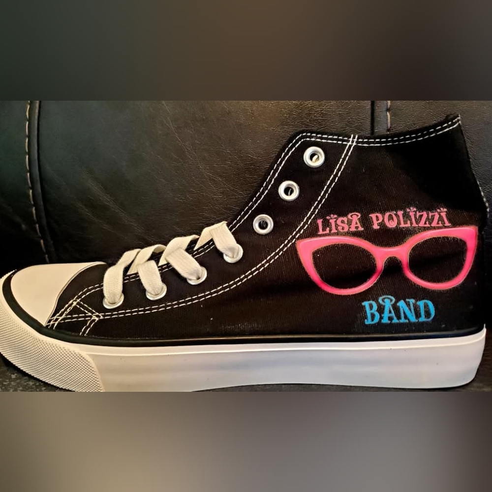 LISA POLIZZI BAND CANVAS HIGH TOP SNEAKERS 9.5 WOMENS